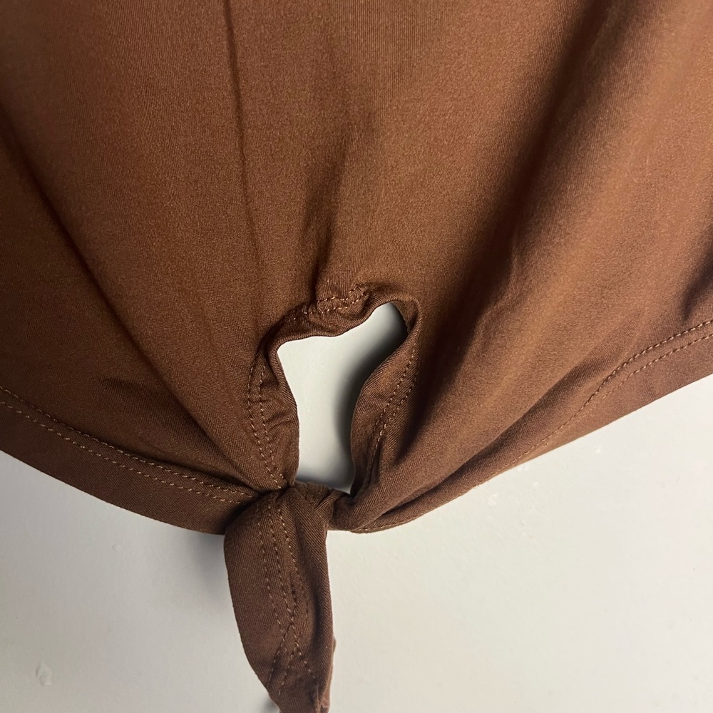 Feathers Brown Track Shorts and Knot Tie Top- Super Comfortable - Picture 6 of 8